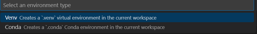 VSCode 创建虚拟环境