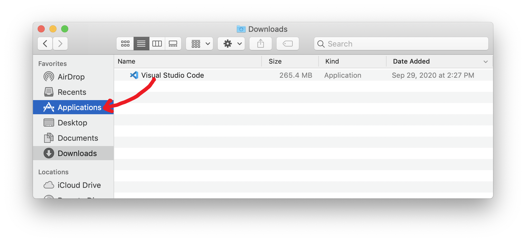 VSCode macOS 安装界面