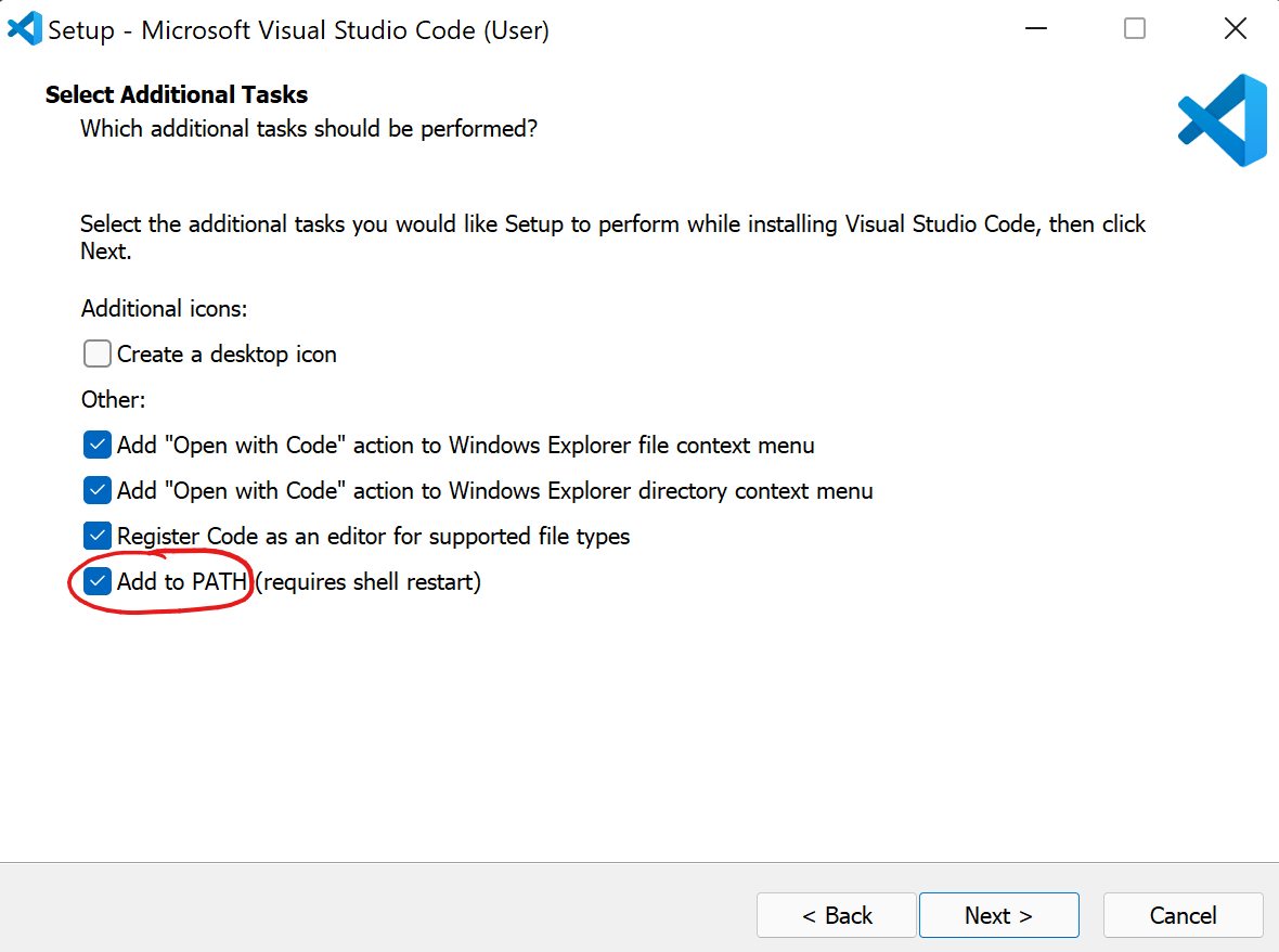 VSCode Windows 安装界面