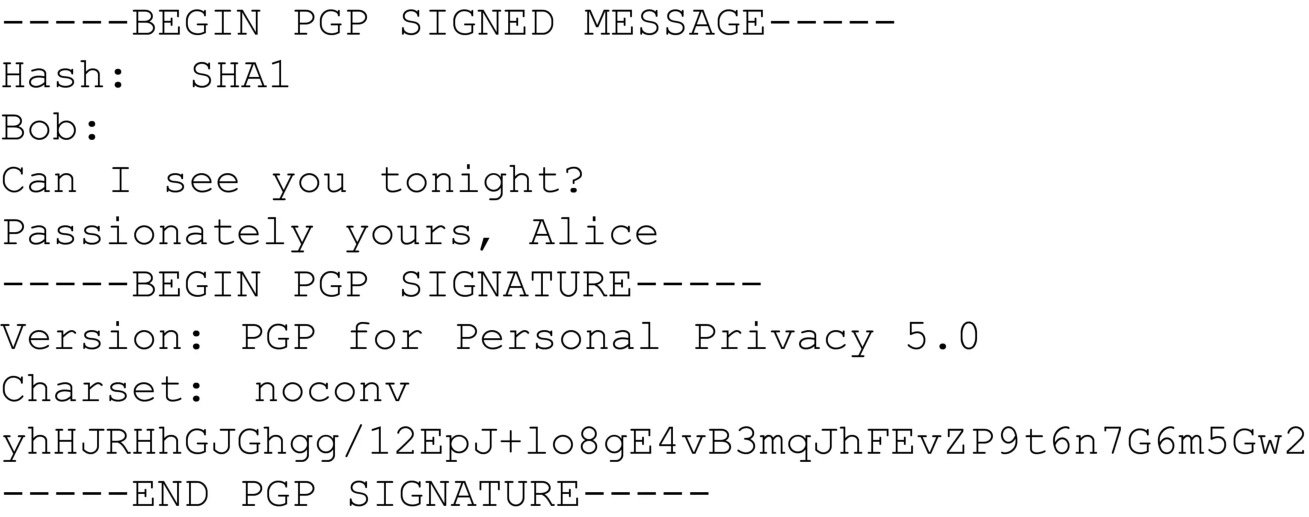 图 8.22 PGP 签名消息(Figure 8.22: A PGP signed message)